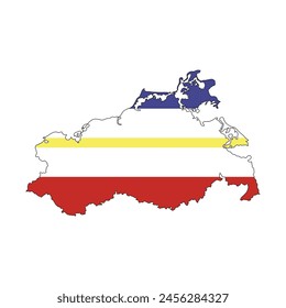 Map of Mecklenburg-Vorpommern with its official flag isolated on white background. Vector illustration