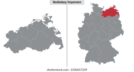 map of Mecklenburg-Vorpommern state of Germany and location on German map