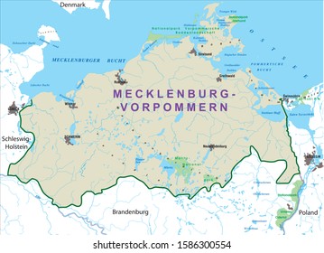 Map of Mecklenburg-Western Pomerania Region - Germany