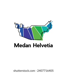 Map of Medan Helvetia City modern outline, High detailed vector illustration Design Template, suitable for your company