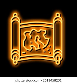 map medieval neon light sign vector. map medieval illustration