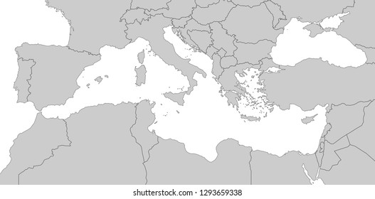 Map of Mediterranean Sea svg