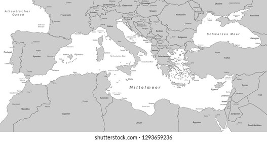 Map Mediterranean Sea High Res Stock Images Shutterstock