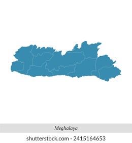 map of Meghalaya is a state of India with borders districts