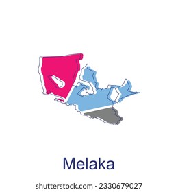 Map of Melaka colorful modern outline vector design template, logotype element for template.