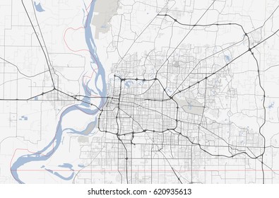 Map Memphis City. Tennessee Road