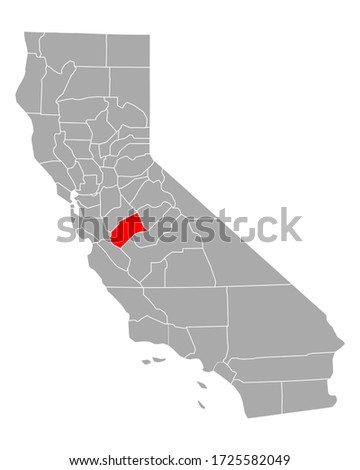 Map of Merced in California on white