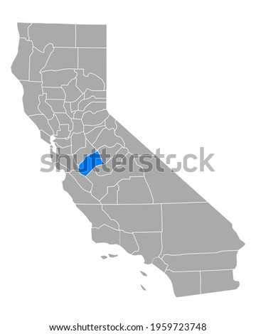 Map of Merced in California on white