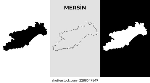 Map of Mersin, Turkey region outline silhouette vector illustration, scribble sketch City of Mersin map
