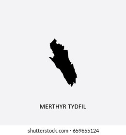 Map of Merthyr Tydfil - Wales Vector Illustration