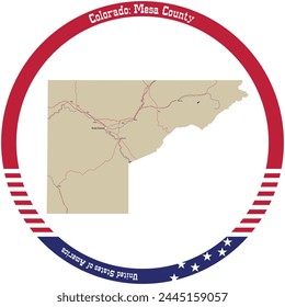 Map of Mesa County in Colorado, USA arranged in a circle.