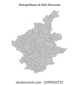 mapa de la Metropolitana de Belo Horizonte es una mesorregión en el estado de Minas Gerais con municipios fronterizos