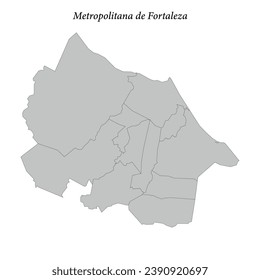 map of Metropolitana de Fortaleza is a mesoregion in Ceara state with borders municipalities