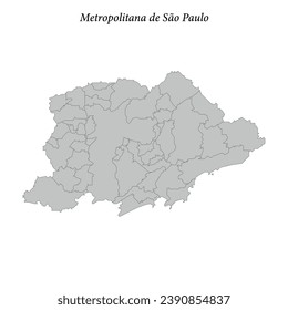 mapa de la Metropolitana de Sao Paulo es una mesorregión en el estado de Sao Paulo con las municipalidades fronterizas