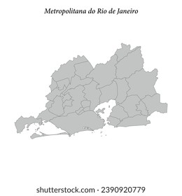 Karte der Metropolitana do Rio de Janeiro ist eine Mesoregion in Rio de Janeiro Staat mit Grenzen Gemeinden