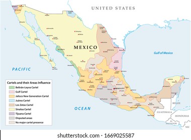 Mapa de los cárteles de la droga mexicanos y sus esferas de influencia