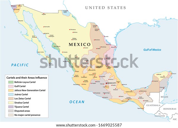 Map Mexican Drug Cartels Their Spheres Stock Vector (Royalty Free ...