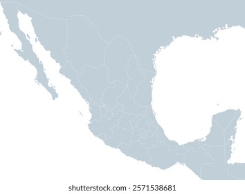 Map of the Mexican Republic or Mexico with political division, infographic style, with political division