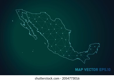 Map of mexico - Abstract mash line and point scales on dark gradient background. Wire Frame 3D mesh polygonal network line, design sphere, dot and structure. Vector illustration eps 10.