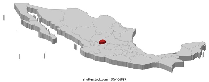 Map - Mexico, Aguascalientes - 3D-Illustration