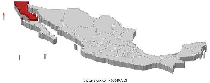 Map - Mexico, Baja California - 3D-Illustration