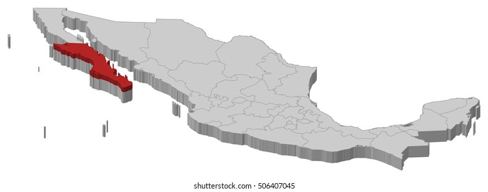 Map - Mexico, Baja California Sur - 3D-Illustration