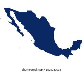 Map of Mexico in blue colour