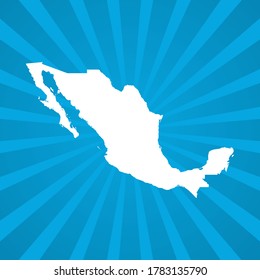 Mapa del vector de arte pop de historietas azules de México.