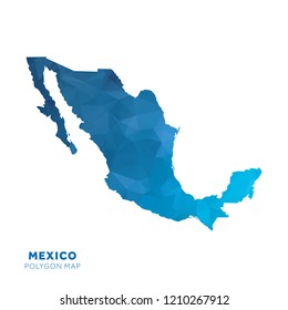 Map of Mexico. Blue geometric polygon map.