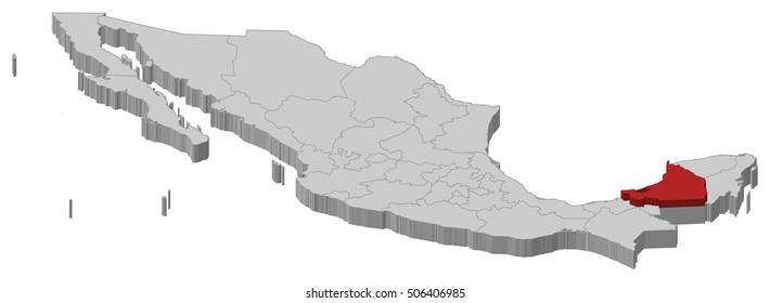 Map - Mexico, Campeche - 3D-Illustration