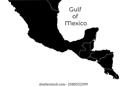 Map of Mexico and Central America Highlighting the Gulf of Mexico