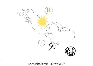 Map of Mexico and Central America with weather icons.