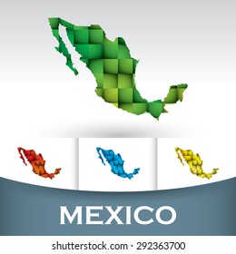 Map of Mexico with colorful tiles