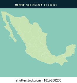 Map of mexico divided by states