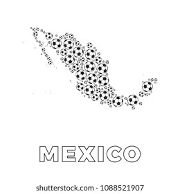 map of mexico filled with soccer balls