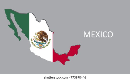 Map Of Mexico With Flag