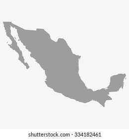 Map  of Mexico in gray on a white background