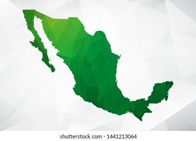 Map of Mexico - Green Geometric Rumpled Triangular , Polygonal Design For Your . Vector illustration eps 10.