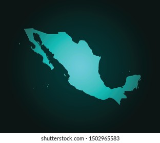 Map of Mexico green vector isolated on dark background. High detailed green vector map, Mexico symbol for your web site design map - Vector illustration eps 10.