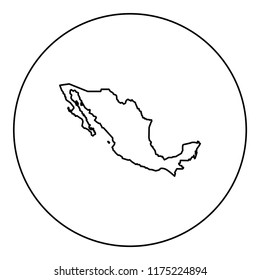 Map of Mexico icon black color in round circle outline