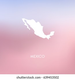 Map of Mexico. Isolated map silhouette on blurred background. 