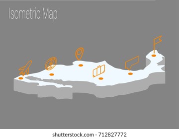 Map Mexico isometric concept. 3d flat illustration of Map Mexico.
