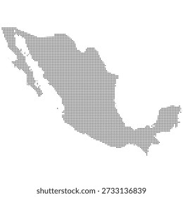 Map of mexico made of small black dots, stylized country outline illustration