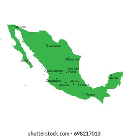 map of Mexico with main cities