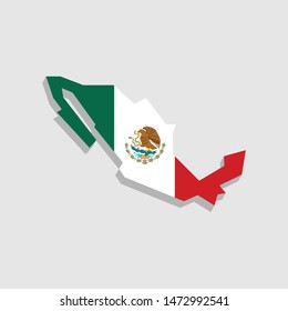 Map of Mexico with the mexican flag