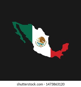 Map of Mexico with the mexican flag