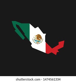 Map of Mexico with the mexican flag