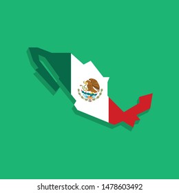 Map of Mexico with the mexican flag