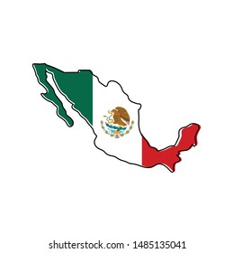 Map of Mexico with the mexican flag