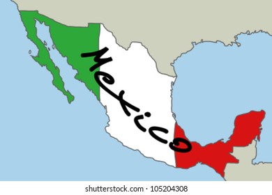 Map Mexico Mexican Flag Colours Stock Vector (Royalty Free) 105204308 ...